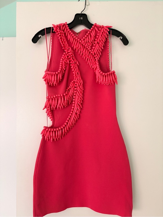 cult gaia Dresses & Skirts - cult gaia Hot Pink Beaded Mini Dress